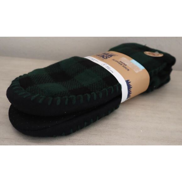 Original Muk Luks 16342-310 Mens Sz L/XL (11-13) Green/Black Plaid Slipper Socks - Picture 3 of 5